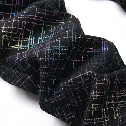 Men Printed Jeans Colored Shinning Geometry Plaid Painted Pants Black Stretch Denim Slim Straight Trousers