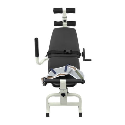59.06-74.8in Long Back Stretch Bench,Adjustable Multifunctional Neck Stretcher Cervical Stretch Device, Handwheel Control Cervical Lumbar Traction Bed for Wellness Centers