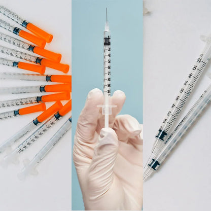 100Pcs 1ml Sterile Insulin Syringe, Individually Wrapped Plastic Syringe for Pet Veterinary Lab Industrial Dispensing