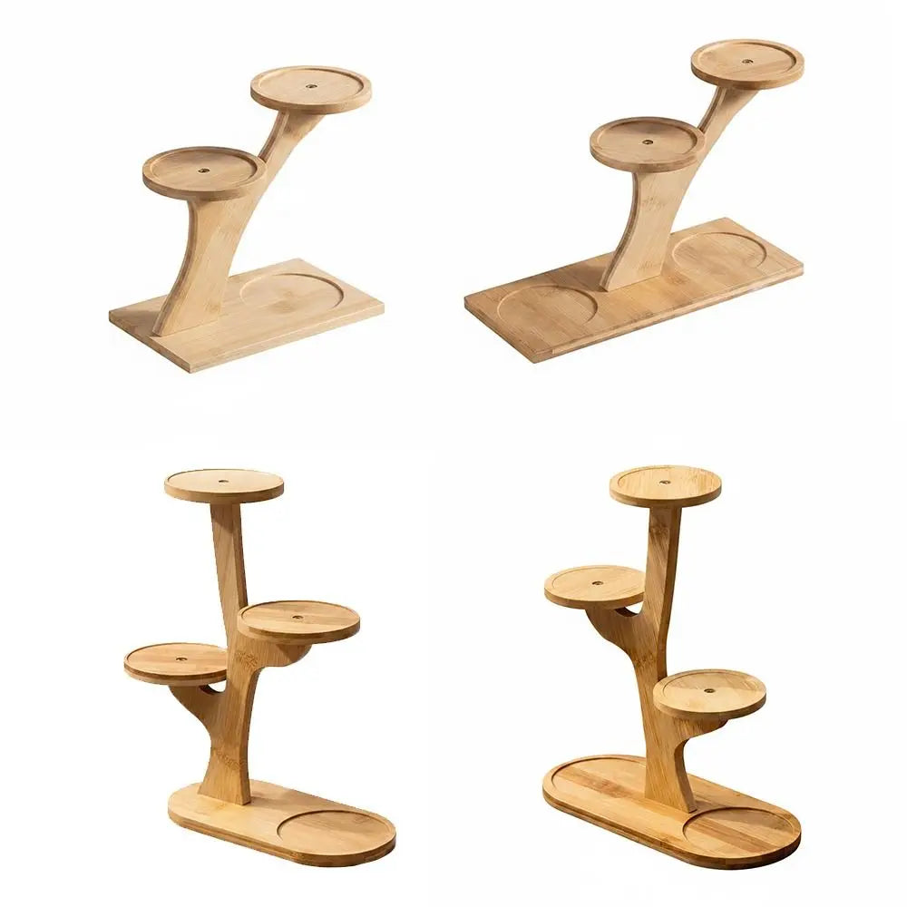 1pc Stable Bamboo Plant Stand Tree-Shaped Multi-Tier Flower Pot Holder Desktop Decor Flowerpot Tray Home Office