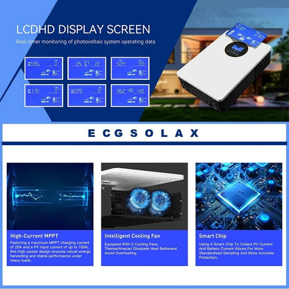 ECGSOLAX Us 6.5KW Hybrid Solar Inverter Pure Sine Wave 48V 120V 240VOff Grid Inverter 100A MPPT Solar Split Phase Inverter
