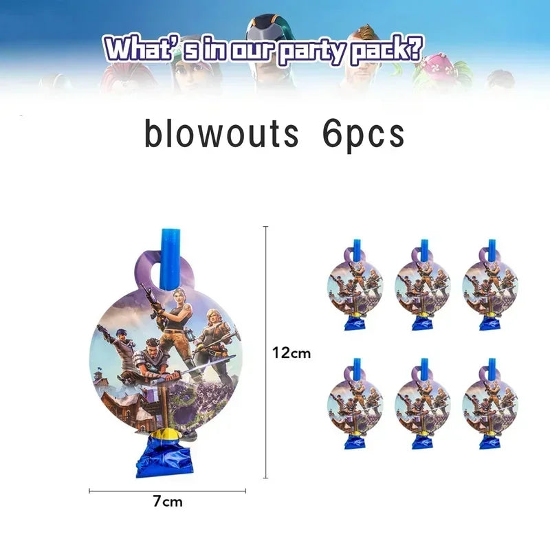 Fortnite Balloons Happy Birthday Banner Shooting Game Party Decoration Alpaca Llama Disposable Tableware Background Cake Topper