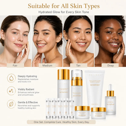 7PCS Retinol Multi-Peptide Skincare Set Hydrating Face Care Routine Gift Box Toner Cleanser Essence Cream Mask for Smooth Glow