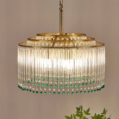 Luxury American Retro Ceiling Crystal Pendant Lights Living Dining Room Lighting Decor Chandelier Indoor Hanging Lights Fixture