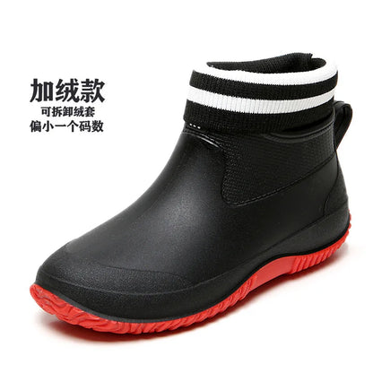 Women's Ankle Rain Boots Summer Wear-resistant Anti-Slip Couple Men And Women Short Rubber Boots Suitable For Outdoor Camp