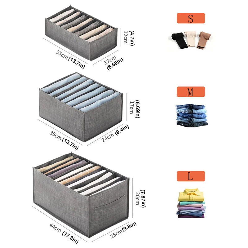 Jeans Pants Storage Box Wardrobe Clothes Organizer Cabinet Drawer Separator Underwear Socks T-Shirt Storage Organizers