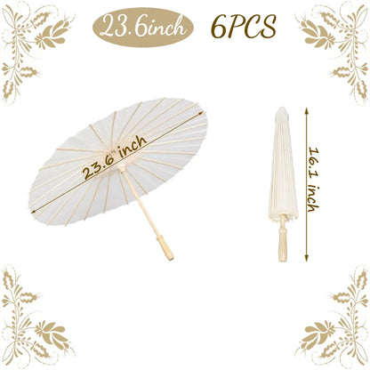 6-50Pcs 23.6/33Inches Wedding Paper Umbrellas White Parasols Bulk for Wedding Guests Bridal Party Decor Photo Props DIY Painting