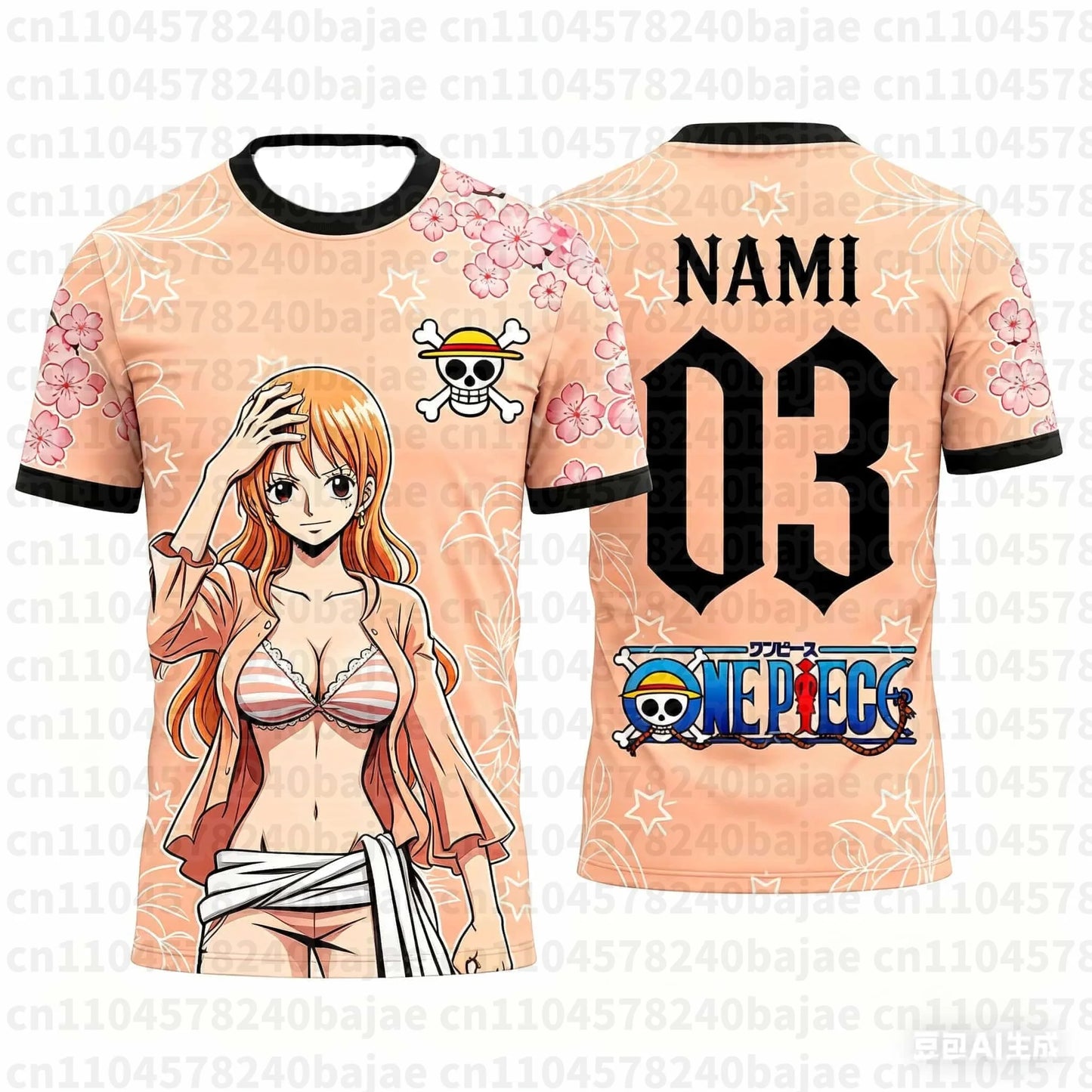 Summer One Piece Luffy Pattern T-shirt Japanese Anime Style Football Jersey Quick-drying Sports T-shirt for Men Family Matching