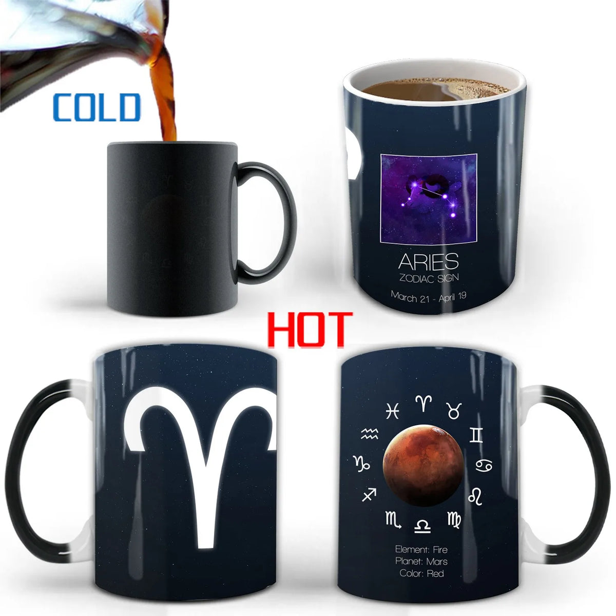 Creative Constellation Changing Color Cup Water Transfer magic Coffee Mug  friends birthday gift cup