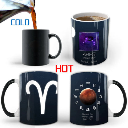 Creative Constellation Changing Color Cup Water Transfer magic Coffee Mug  friends birthday gift cup