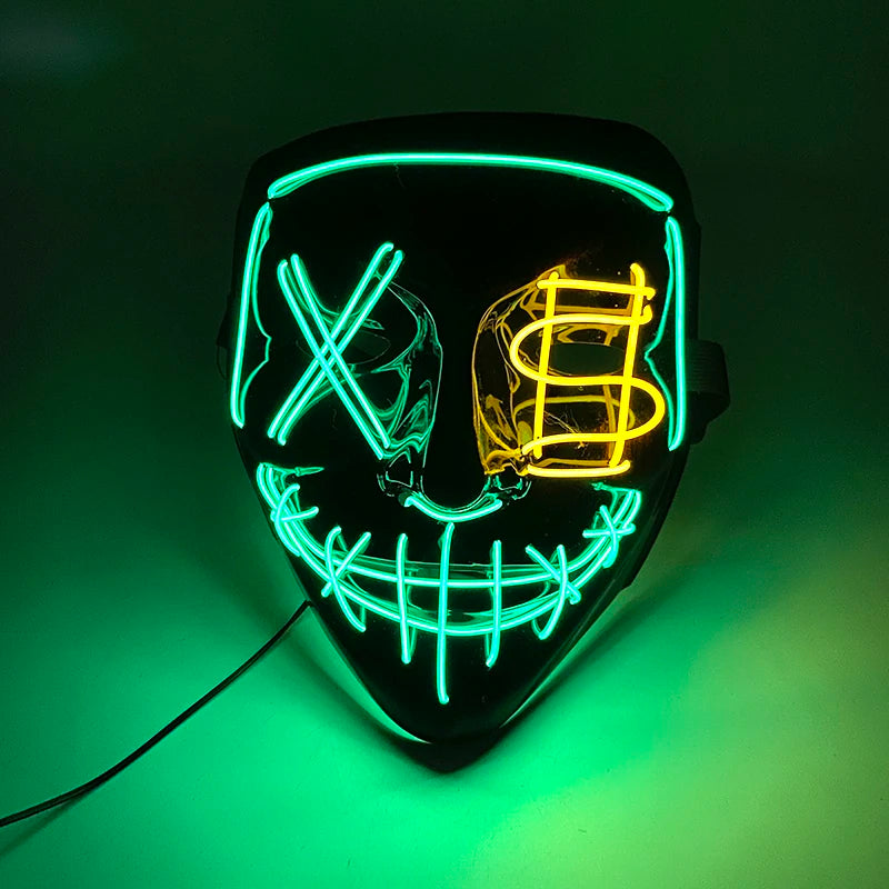 1 pcs Attractive Neon EL Wire Mask  More Colors For Choice Luminous LED Purge Mask Adult Cosplay Prop For Night Glow In The Dark