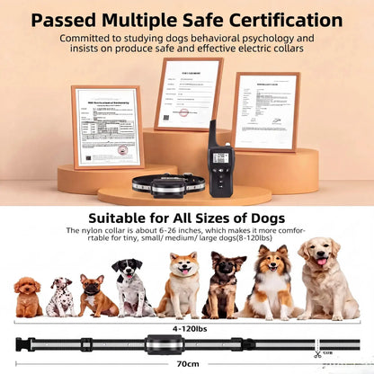 1000M Dog Training Collar IPX7 Waterproof Rechargeable Electric Shock Vibration Beep Remote Control Anti Bark for All Size Dogs