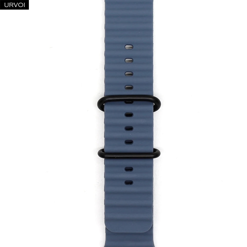 URVOI Ocean Band for Apple Watch Ultra 4 3 2 Strap Series 12 11 10 SE Sport Band for iWatch Silicone Wristband Black Buckle 49mm