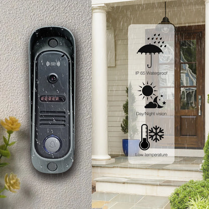 1080P Home Intercom System, 7" IPS FHD Screen and Metal Shell Doorbell, Mobile Detection, Image Storage, TUYA Wireless Doorbell