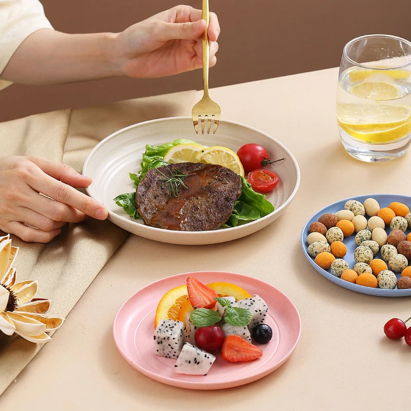 Fruit Plate, Round Salad Dessert Plate, Plastic Plate Can Be Used For Snacks, Nuts Can Be Stacked And Not Easily Broken