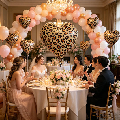5/10/30/40/50/100Pcs Leopard Print Heart Balloons 18Inch Heart Shaped Foil Balloons Wedding Bridal Shower Birthday Party Supplie