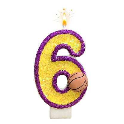 New 0-9 Number Birthday Candles Original Purple Edged Gold Basketball Birthday Cake Digital Party Anniversary Candle Decoration