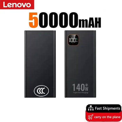 Lenovo 500000mAh CCC 140W Large Capacity Power Bank Portable Super Fast Charging 2027NEW Battery Charger For Xiaomi iPhone
