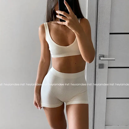 1Pc Women Boyshort Panties Ribbed Seamless Underwear Mide Rise Panties Breathable Safety Short Pants Female Sports Intimates