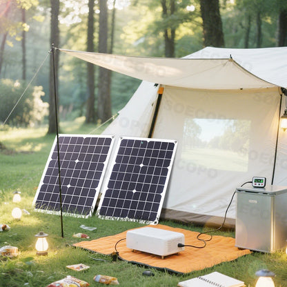 SOECOPO 10000W Complete Solar Kit 2×500W Panels, 12V/24V To 110V/220V Inverter Two Socket 100A Controller – For Home Camping
