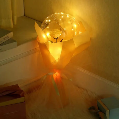 LED Luminous Balloon Rose Bouquet Light Transparent Balloons Flower for Wedding Party Valentines Day Decor Birthday Thanksgiving