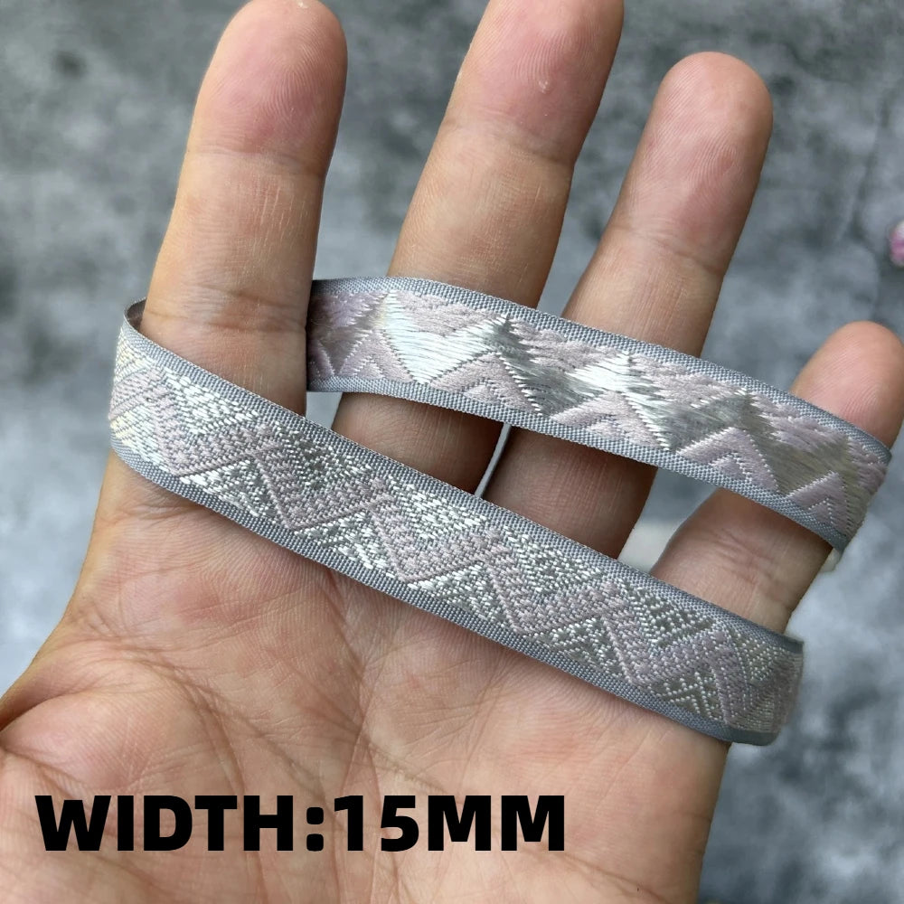 5 Yards 1~3CM Geometric Flower Designs Are Selling Well Embroidered Jacquard Ribbon Decorative Clothing Dog Chain Curtains