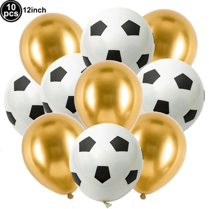 10Pcs 12inch Soccer Balloons Red Blue Black White Confetti Football Latex Balloon Boy Soccer Birthday Party Baby Shower Decor