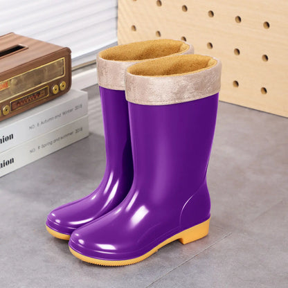 Comemore Rainboots Women High Long Boots Non-slip Waterproof Shoes 2023 New Rain Boots Fashion Print Women's Mid Calf Galoshes