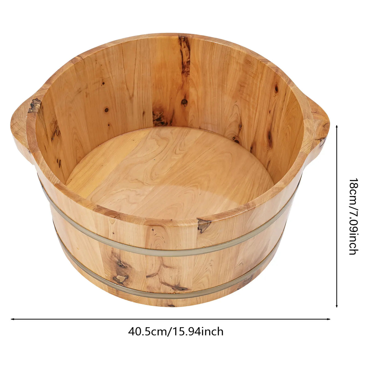 Cypress Wood Foot Bath Bucket 14.37x7.09 in, Heat Retention Spa Soaking Tub Durable Anti-Crack Wood Foot Care Soaker with Iron Hoops for Fatigue Relief