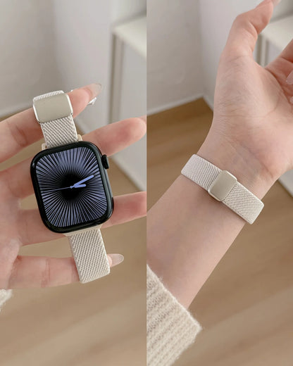 Magnetic Elastic Nylon Strap for Apple Watch Band Women 11/10/9/8/7/6/5 38mm 40mm 41mm 42mm 44mm 45mm 46mm