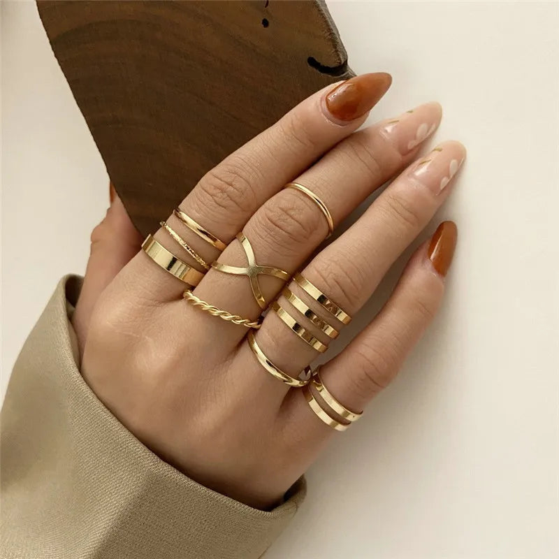 Silver Color Crystal Rings Set for Women, Cubic Zirconia Moon Arrow Flower Heart Finger Wedding Rings, Female Fashion Jewelry