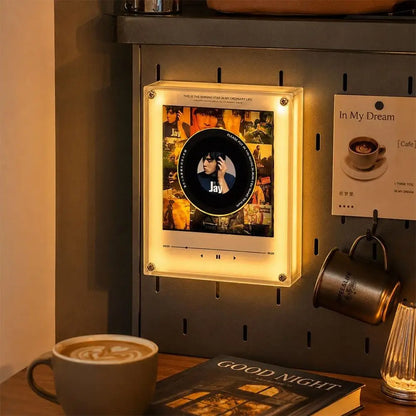 Transparent Acrylic NFC Music Rotating Disc Magnetic Refrigerator Sticker Luminous Night Light Sensor Automatic Player Gifts