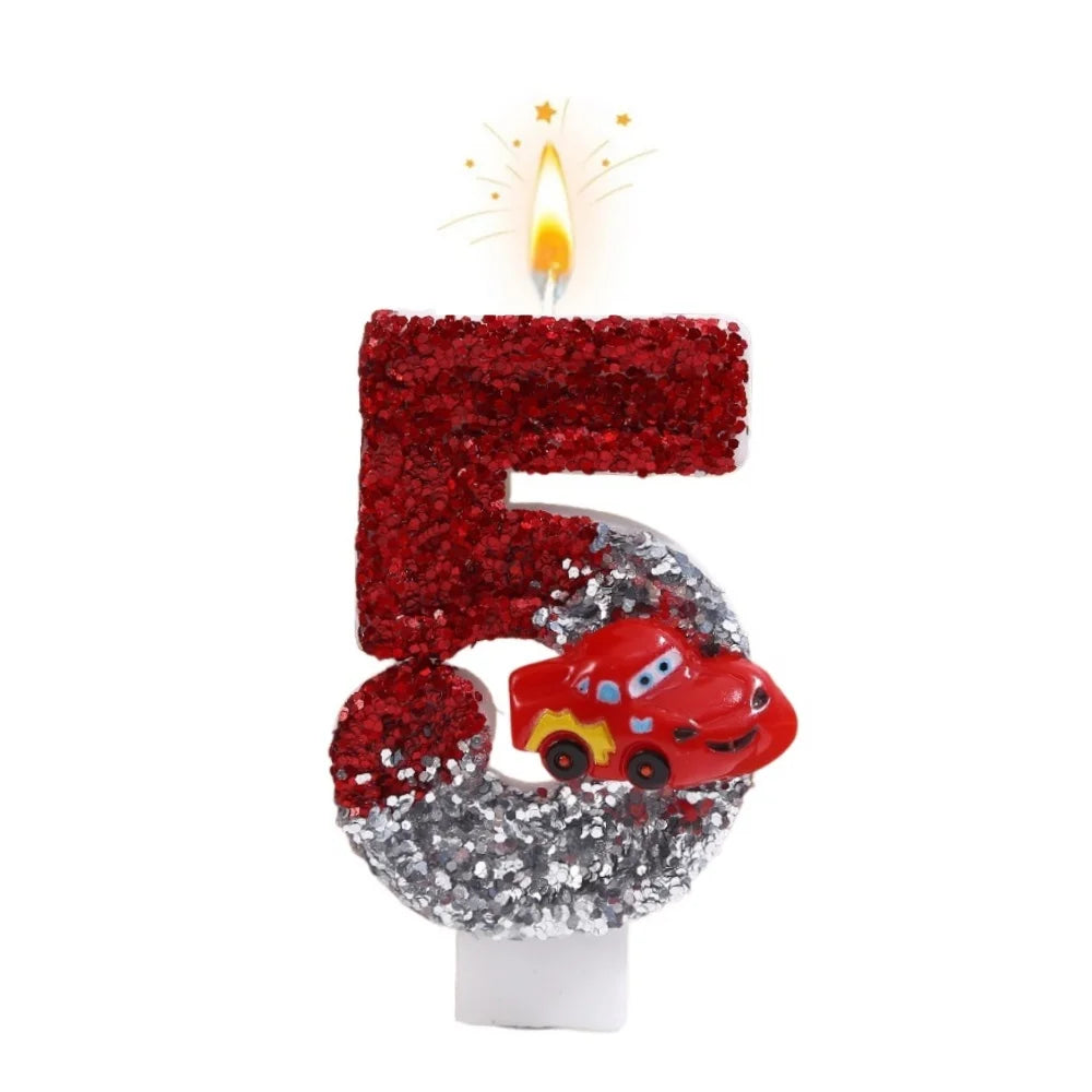 New 0-9 Number Birthday Candles Original Two-tone Sports Car Birthday Cake Digital Party Anniversary Candle Decoration
