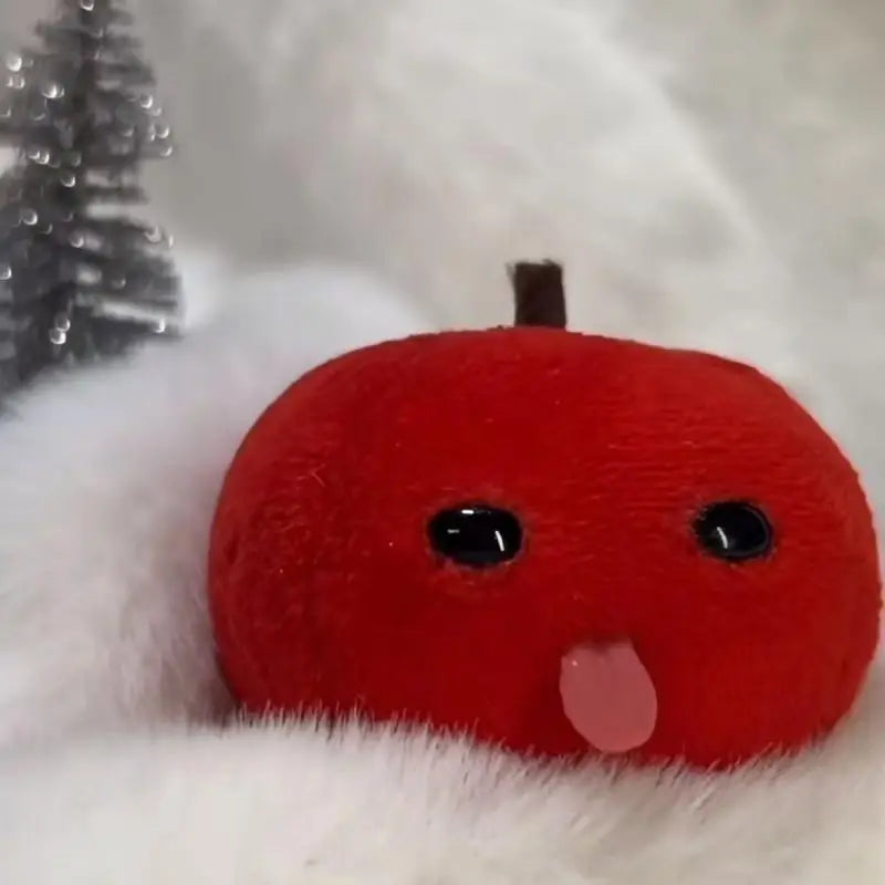 Abstract Tongue Out Apple Funny Plush Doll Keychain Backpack Pendant Creative Fruit Keyring Accessories Gift for Friends Couple