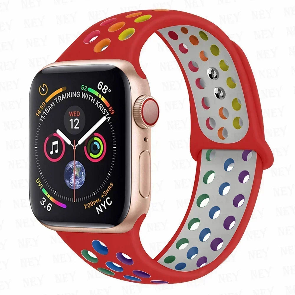 Silicone Sport Straps For Apple Watch 10 Band 45mm 44mm Ultra2 49mm 38/40mm 41mm 42 46mm Bracelet iWatch Series 8 7 6 4 5 3 9 SE