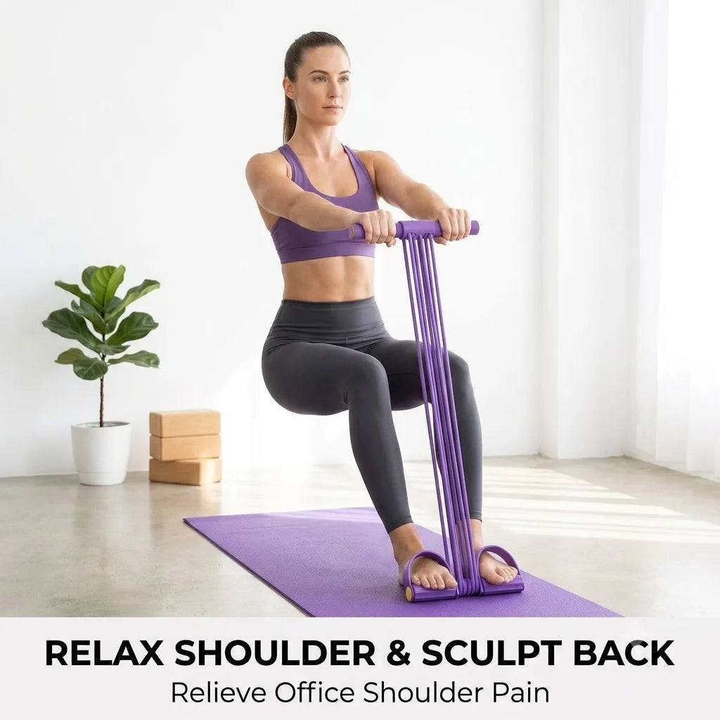 6 Tube Foot Pedal Resistance Band Elastic Pull Rope Abdominal Trainer Home Yoga Slim Leg Arm Back Fitness Workout Equipment