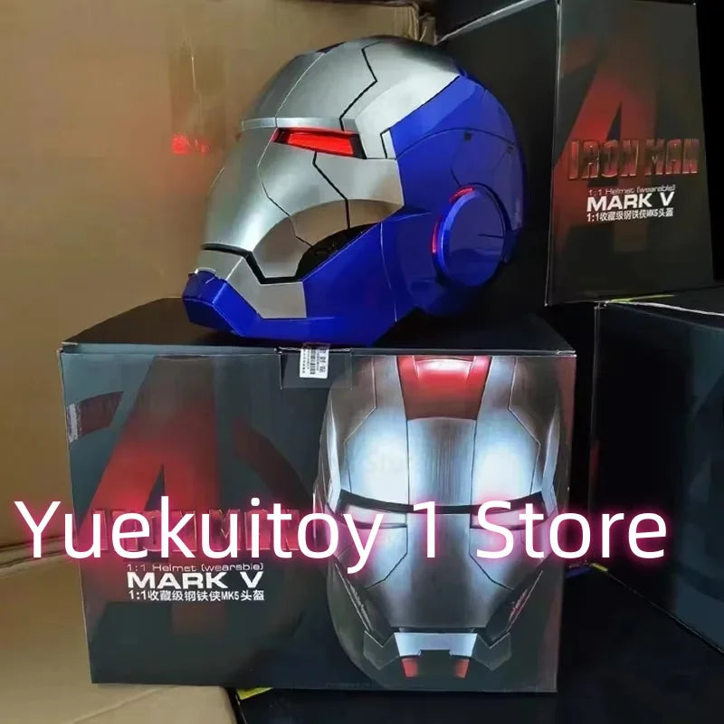 Newly Upgraded Iron Man Helmet Mk5 Mk50 Mk17 Wearable Voice Controlled Opening And Closing Classic Collectible Ornaments Gifts