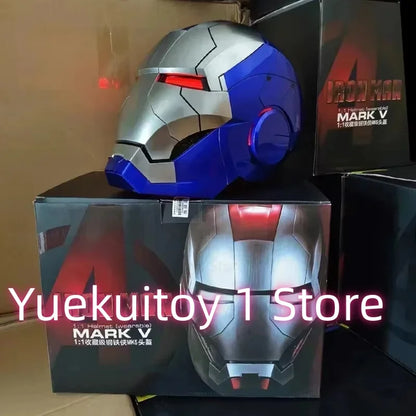 Newly Upgraded Iron Man Helmet Mk5 Mk50 Mk17 Wearable Voice Controlled Opening And Closing Classic Collectible Ornaments Gifts