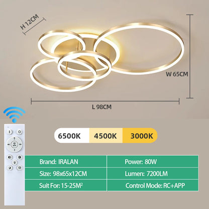 Modern Ceiling Chandelier Dimmable Ceiling Lamp LED Lights Indoor Lighting Fixtures for Home Living Study Room Bedroom Luminaire