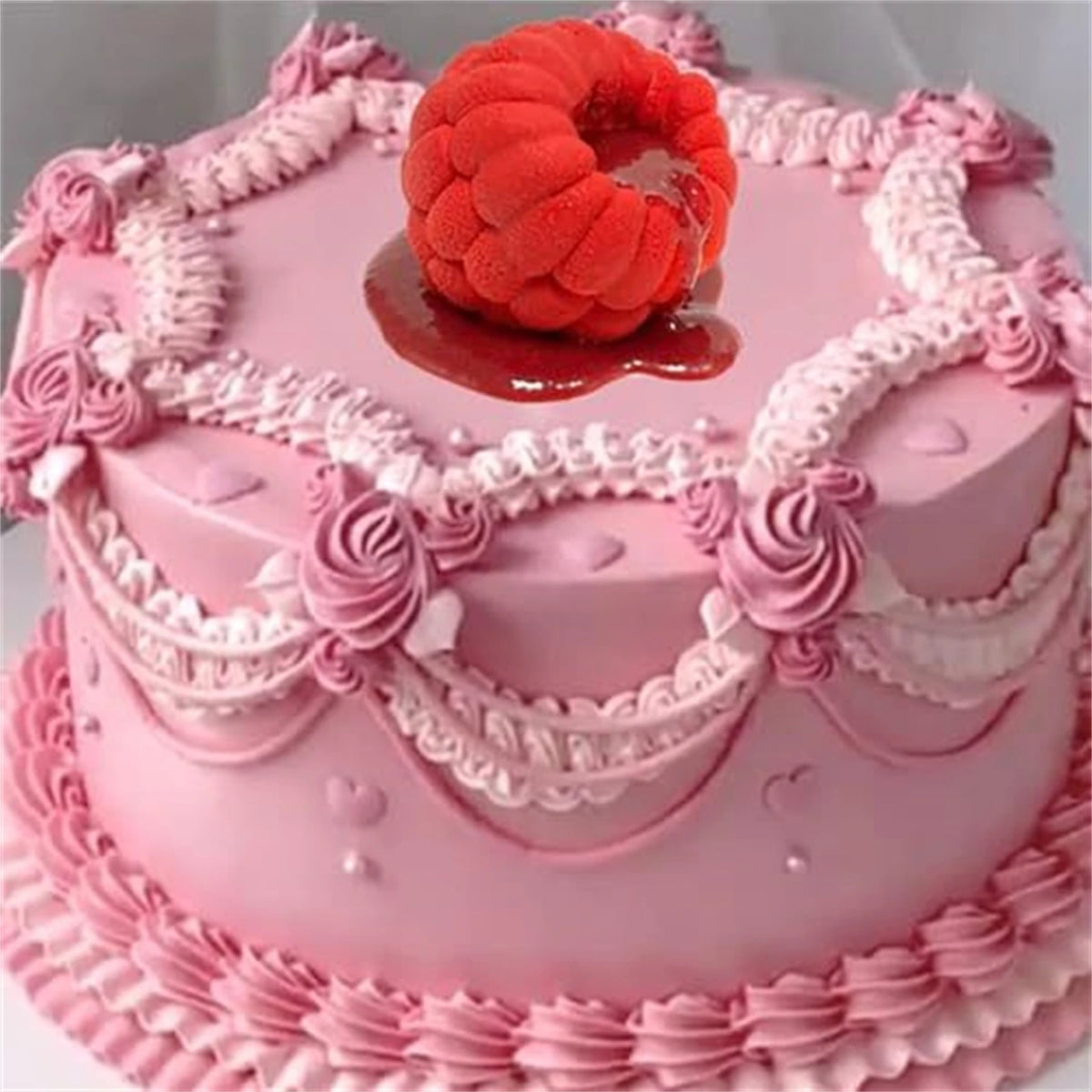 6-Cavity Raspberry Silicone Dessert Mold, Food Grade Chocolate Mousse Cake Baking Mold, Flexible Mold for Candy, Jelly&Ice Cube