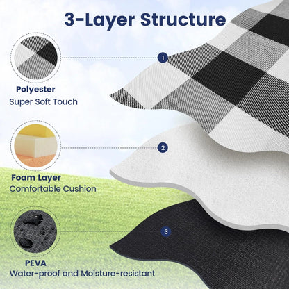 New 80"x 80"Picnic Blanket Extra Large Waterproof and Foldable Beach MatOutdoor for 8 Adults Camping Park Beach Grass Indoors