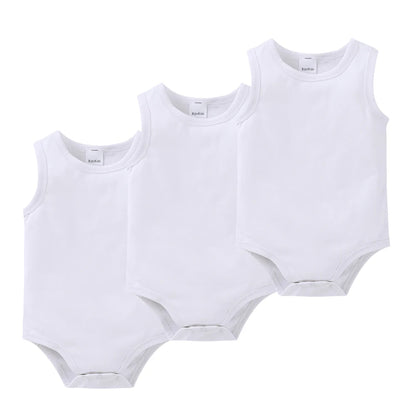 Kavkas 3 Pcs Summer Unisex Baby Vest Bodysuit 100% Cotton Sleeveless Newborn Solid Clothes 0-24 Months Clothing