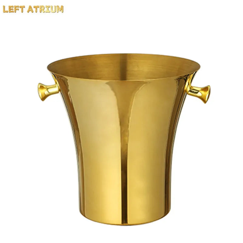 European Stainless Steel Ice Bucket Beer Red Wine Juice Drink Cooler Bar Family Party Champagne Ice Bucket Bar Wine Accessories