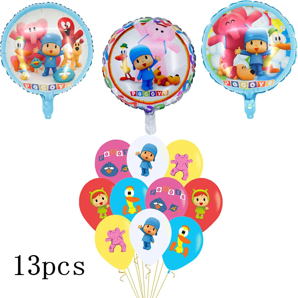 Pocoyoed Foil Air Balloons Eily Pato Latex Ballons Elephant PP Party Happy Birthday Banner Baby Shower Decoration Kids Boys Toys