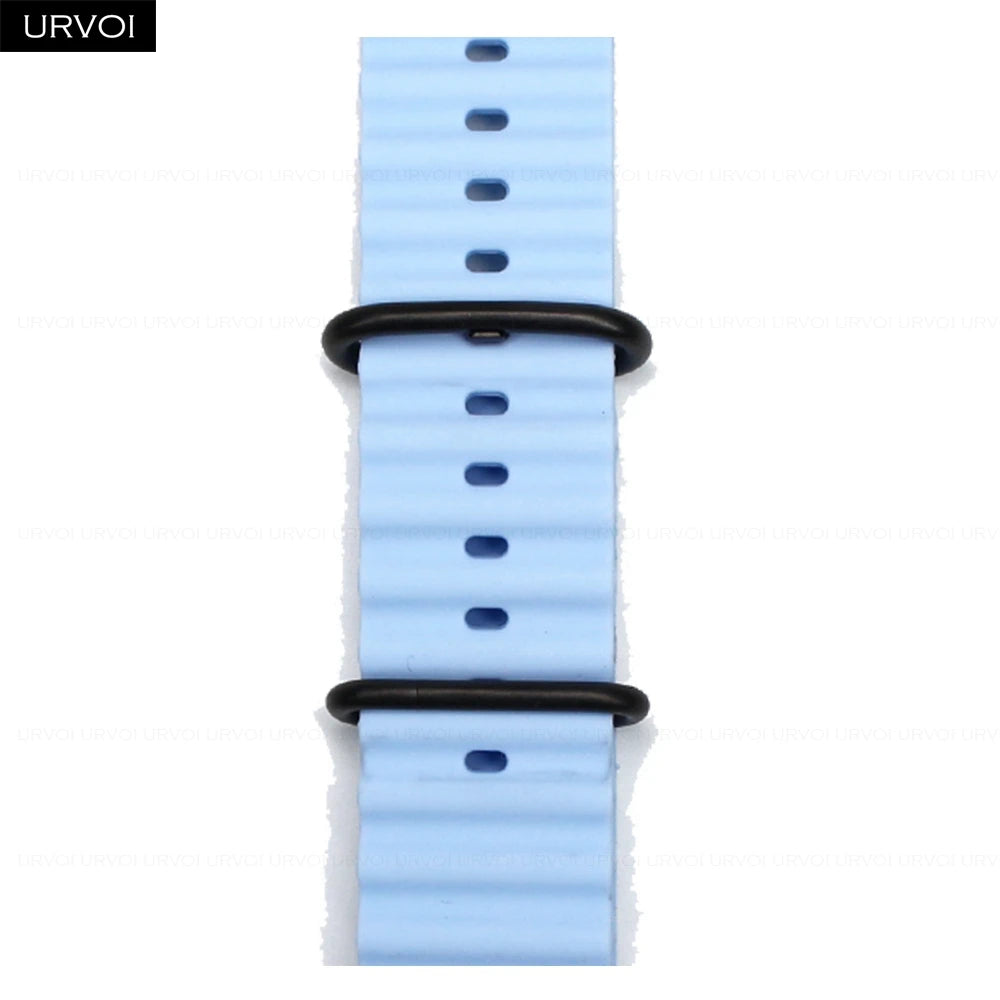 URVOI Ocean Band for Apple Watch Ultra 4 3 2 Strap Series 12 11 10 SE Sport Band for iWatch Silicone Wristband Black Buckle 49mm