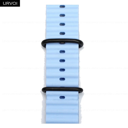 URVOI Ocean Band for Apple Watch Ultra 4 3 2 Strap Series 12 11 10 SE Sport Band for iWatch Silicone Wristband Black Buckle 49mm