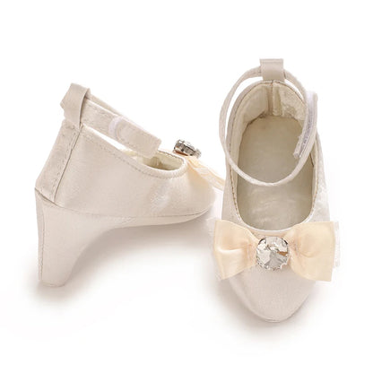 Newborn Infant Baby Fashion Girls High Heels Shoes 0-5Months Princess Bow Party Crib Shoes Photo Props Shoes