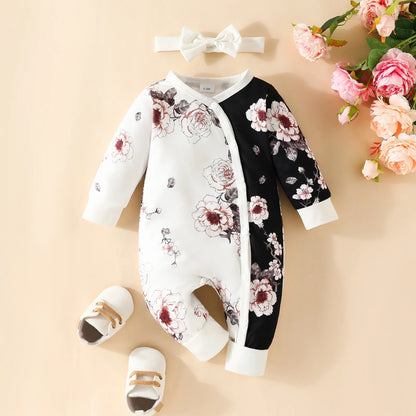 Newborn Baby Romper Love Printed Clothes Hooded Children Girl 0-1 Years Autumn Spring Infant Boy Jumpsuit Outfits 3 6 Months