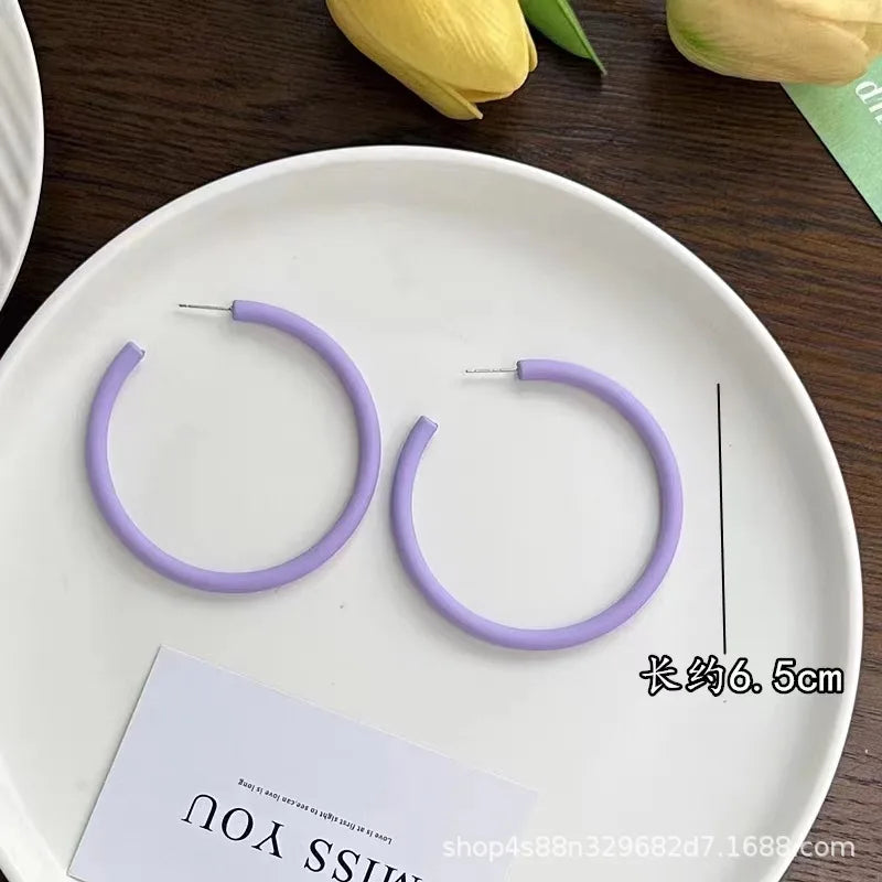 Simple Big Round Star Heart Hoop Earrings For Women Geometric Plastic Exaggerated Earring Hyperbole Trendy Ring Earrings Jewelry