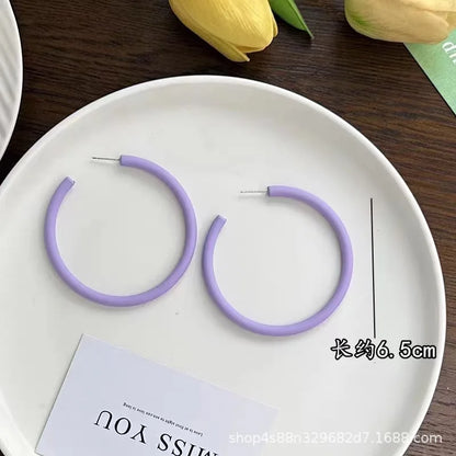 Simple Big Round Star Heart Hoop Earrings For Women Geometric Plastic Exaggerated Earring Hyperbole Trendy Ring Earrings Jewelry